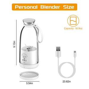 Blender à fruits électrique rechargeable portable de 16,9 oz avec 6 lames, gobelet à jus personnel pour les smoothies et les milk-shakes - Product Image 6