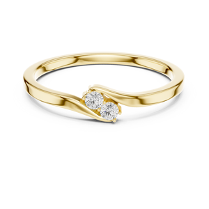 Luxury Yellow Gold <b>Two</b> <b>Stone</b> Bypass <b>Ring</b> for Women Elegant Open Wrap Wedding Anniversary Fashion Jewelry Gift - Product Image 3