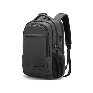 Minimalist Black Oxford <b>Laptop</b> <b>Backpack</b> With Zipper Closure Front Pocket And Mesh Side Pockets Unisex Softback 20-39L - Product Image 1