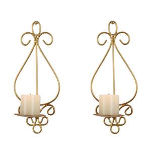 Juego de 2 apliques de pared de hierro forjado negro, portavelas de metal con diseño de espiral, arte decorativo colgante para decoración del hogar y eventos. - Product Image 3