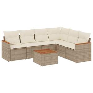 Ensemble de canapés de jardin beige en rotin PE, mobilier d'extérieur, coussin imperméable, mousse haute densité, design contemporain - Product Image 4