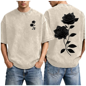 100% Cotton 240 Grams Wholesale Custom Front Acid Wash T-Shirt Oversized Blank Vintage Men's Heavyweight Tees Drop Shoulder - Product Image 3