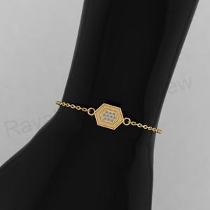 Pendentif en argent 925 plaqué or 18 carats, motif nid d'abeille hexagonal, serti clos, pour cendres en résine, composants de bijoux DIY avec logo personnalisé - Product Image 4
