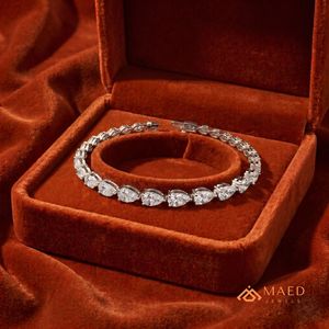 925 Sterling Silver Gold Plated Pear Cut Moissanite Tennis <b>Bracelet</b> <b>for</b> Women San Francisco Modern Fine Jewelry Fashion Style - Product Image 3
