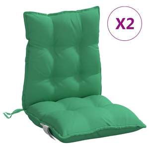 Ensemble de 2 coussins de chaise à dossier bas en tissu Oxford vert 100% polyester pour usage extérieur - Product Image 2