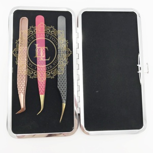 Pince à épiler professionnelle pour extension de cils en acier inoxydable durable testée à la main or rose 65 degrés Volume pince à épiler marque privée - Product Image 5