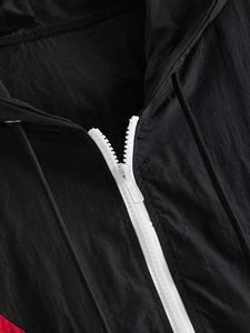 Ropa deportiva para hombre, chaqueta cortavientos de poliéster 100% con cremallera completa y logotipo personalizado, chaquetas ligeras de bloque de Color de talla grande - Product Image 3