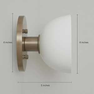Modern Brass Wall Sconce With White Globe Shade 6 Inch Indoor Lighting Fixture For Bedroom Decor - Product Image 1