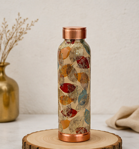 Botella de Agua de Cobre con Diseño de Hojas Bohemias, Portátil para Viajes - Product Image 1