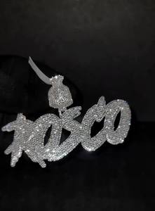 Colgante Personalizado de Nombre con Moissanita Chapado en Rodio Estilo Hiphop Iced Out, Amuleto de Plata 925 Rosco con Bolsa de Dinero, Joyería de Lujo para Fiesta Unisex - Product Image 2