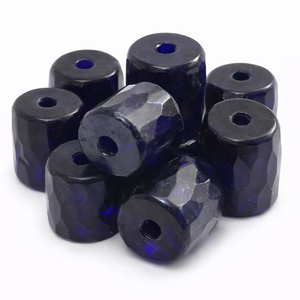 Cuentas de Vidrio Rusas Facetadas Azules de 25 mm con Orificio Grande para Joyería Tribal, Diseños de Estilo Nativo, Uso Artesanal, Embalaje en Caja, Conífera - Product Image 1