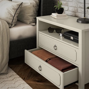 Luxury Wood Bedside <b>Table</b> With Dual Drawers Elegant Handles Spacious Storage Modern Design Perfect For Bedroom Decor - Product Image 2