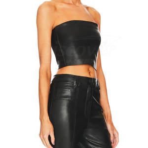 Haut court en cuir pour femme à manches longues avec logo personnalisé, prix de gros, fabriqué au Pakistan pour la vente en ligne - Product Image 3