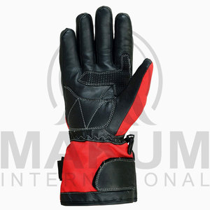 Guantes de Carreras de Cuero Completos, Rojos y Negros, con Correa de Muñeca Ajustable, Resistentes al Viento, Unisex, para Conducir al Aire Libre - Product Image 3