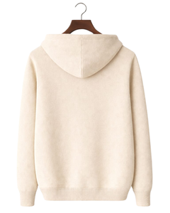 Sweat-shirt personnalisé pour homme en tricot beige, col à trois boutons, mélange de coton doux, chaud, décontracté, hiver, sur mesure OEM - Product Image 5