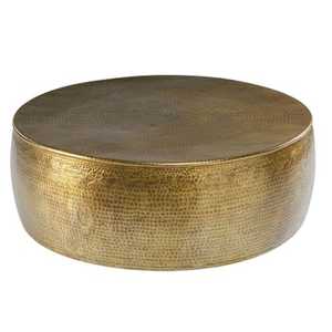 Mesa de Centro Hecha a Mano Simply Iconic, Diseño Rústico, Acabado Antiguo, Muebles para Sala de Estar, Tapa de Metal, Forma Redonda - Product Image 6