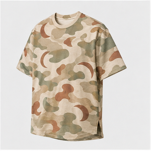 เสื้อยืดคอกลมแขนสั้นลายพรางสีเบจซีจทรงพระจันทร์เสี้ยวสำหรับผู้ชาย รุ่น MTS-CAMO-0050 - Product Image 3