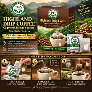 Café Robusta Vietnamita Premium, Cafeinado, Tueste Medio, Amargo, Molido, en Bolsas de Filtro de Inmersión, 15g X 10 Bolsas, OEM, Café de Marca Privada - Product Image 1