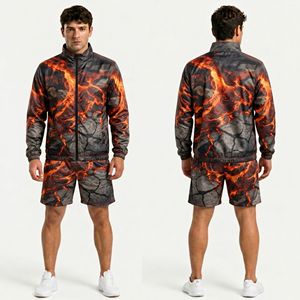 Navy Digital Camo Men Windbreaker Short Sets Lightweight Polyester Windproof <b>Hooded</b> Quick Dry Travel Windbreaker Short Sets - Product Image 5