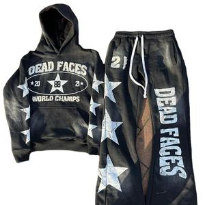 ชุดเสื้อกางเกงมีฮู้ดปักลายใส่ได้ทั้งชายและหญิงชุดวอร์มทรงบานขนาดใหญ่พิเศษโลโก้แบบกำหนดเอง - Product Image 1