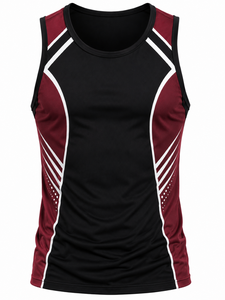 Débardeur Sportif Homme Gris Marine Uni Séchage Rapide Respirant Écologique Sans Manches Col Rond en Polyester Tricoté - Product Image 3