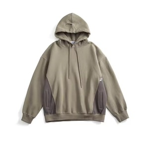 Sweat à capuche homme style urbain simple, personnalisé, épais, en tissu gaufré, avec empiècements contrastants - Product Image 2