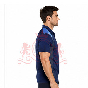เสื้อโปโลแขนสั้นสีน้ำเงินสำหรับผู้ชาย แบบคัลเลอร์บล็อก แห้งเร็ว ผ้าถัก สไตล์สปอร์ต ลำลอง - Product Image 4