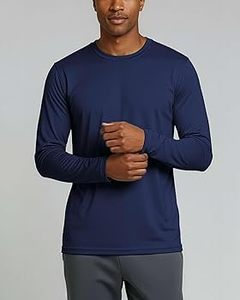 Men's Athletic <b>Patchwork</b> Long Sleeve O-Neck T-<b>Shirt</b> with Custom Embroidery Breathable Corduroy Fabric Lower Hem Logo Position - Product Image 2