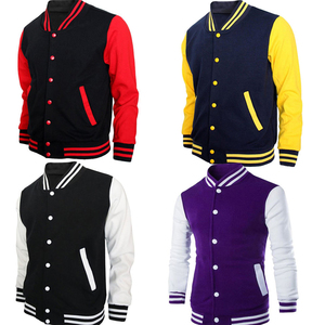 Chaqueta Estilo Universitaria Multicolor para Hombre, Mangas en Contraste, Ribete Acanalado a Rayas, Cierre con Botones a Presión, Ropa Exterior Urbana Informal a la Moda - Product Image 1