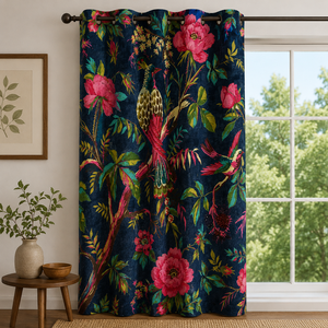 Vintage Cotton Velvet Blue Bird Print Luxury <b>Curtain</b> Boho <b>Curtain</b> Can Be Customised to Blackout Drapes in Wholesale - Product Image 1