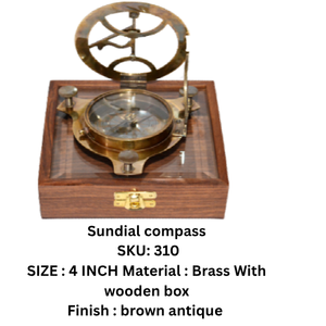 Nautical Solid Brass Sundial Compass <b>Small</b> Round Compass Vintage Steampunk Accessory for Men & Women - Product Image 3