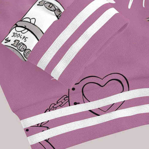 Chaqueta Varsity Personalizada con Logotipo para Hombre, Estilo Urbano Y2K, Chaqueta Letterman Vintage con Estampado Gráfico de Serpiente, Chaqueta Bomber Rosa de Tela Gruesa - Product Image 6