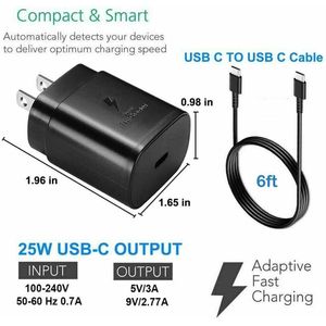 USB-C 25W Super veloce caricatore da parete per Samsung per Galaxy S20 S21 S22 con cavo 6FT - Product Image 4