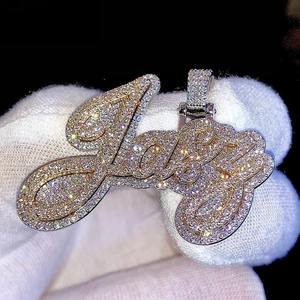 จี้เพชรโมอิสซาไนต์ VVS แบบสั่งทำพิเศษสองชั้น จี้เพชรโมอิสซาไนต์ VVS สองสี จี้ฮิปฮอป จี้เงินแท้ 925 พร้อมอักษรย่อ - Product Image 5