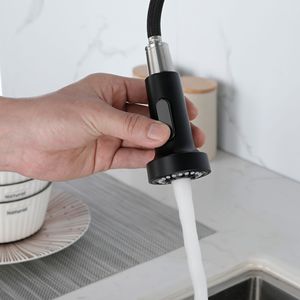 Rubinetto da cucina commerciale monocomando con doccetta estraibile, in ottone massiccio, finitura lucida, con molla, nero opaco - Product Image 6