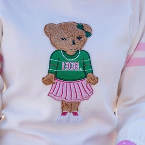 Pull en tricot pour femme à manches longues, style preppy personnalisé de haute qualité, avec broderie de patch en chenille motif ours, pour l'hiver - Product Image 2