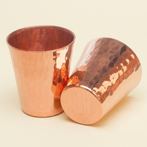 Handcrafted Pure Copper <b>Tumbler</b> <b>Set</b> Of 2 With Hammered Finish Curved Copper <b>Glass</b> For Ayurvedic Health Benefit Immunity Boosting - Product Image 4