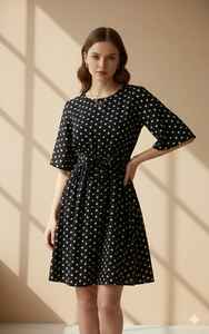 Vestido Midi Casual para Mujer, Moderno y Sencillo, con Tirantes Finos, Sin Mangas, Corte en A, Cintura Natural, Estampado de Lunares, Fluido y Transpirable, 100% Casual - Product Image 3