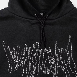 Custom <b>Zip</b> up Print Oversize logo Rhinestone Black 1.1 100% Cotton Winter Hoodie for Men's - Product Image 3