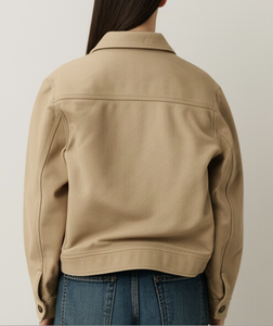 Fabricant de vêtements vietnamien Blouson aviateur beige décontracté avec étiquette Vietnam et OEM - Product Image 1