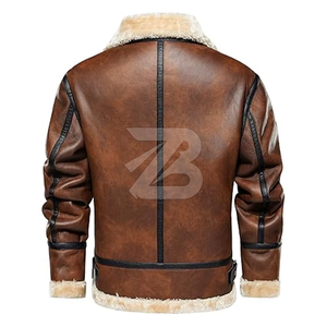 Veste de moto vintage en cuir véritable pour homme, imperméable, coupe-vent, écologique, réversible, col montant, fermeture éclair, hiver - Product Image 6
