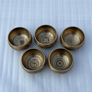 Evana High Quality <b>Tibetan</b> Brass <b>Singing</b> <b>Bowl</b> with Mallet and Cushion for Meditation and Therapy Home Decoration Sound <b>Bowl</b> - Product Image 5