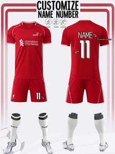 Men's Red Soccer Jersey Set Short Sleeve Crew Neck Moisture Wicking Adult Regular Fit All Seasons - Product Image 3