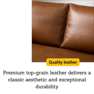 Canapé sectionnel de luxe en cuir véritable et bois de chêne importé, style classique moderne haut de gamme, pour villa, atelier, école et parc - Product Image 4