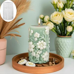 Embossed Bouquet Cylindrical Flower Aromatherapy Candle Baking Decoration Gypsum Candle <b>Silicone</b> Mold - Product Image 4