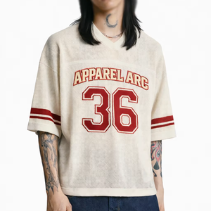 <b>Men</b>’s Oversized Knitted Jersey Breathable Mesh Short Sleeve Streetwear Summer T-Shirt Wholesale OEM ODM - Product Image 1