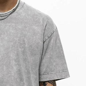 Camiseta de manga corta de alta calidad 100% algodón para hombre, lavado ácido, corte holgado, con logo personalizado impreso, camiseta de lavado ácido para hombre - Product Image 4