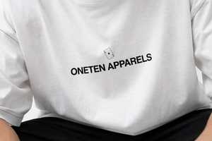 T-shirt en coton blanc pour homme ONETEN APPARELS, coupe classique, manches courtes, col rond, logo sur le devant, respirant, écologique, haut décontracté - Product Image 5