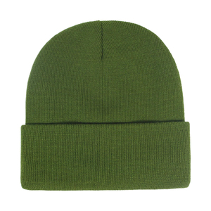 Olive <b>Green</b> <b>Beanie</b> Hat 100% Acrylic Solid Color Knitted Winter Cap Unisex Casual Wear for Adults - Product Image 6