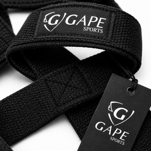 Sangles de levage GAPE SPORTS en nylon, réglables avec fermeture Velcro, pour musculation, unisexe, noir, prix de gros, OEM, prix bas - Product Image 6